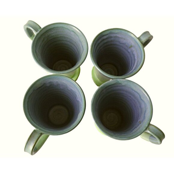 4 Vintage Studio Art Pottery Coffee Mugs Signed - Picture 6 of 7